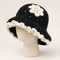 handmade black and white crochet hat