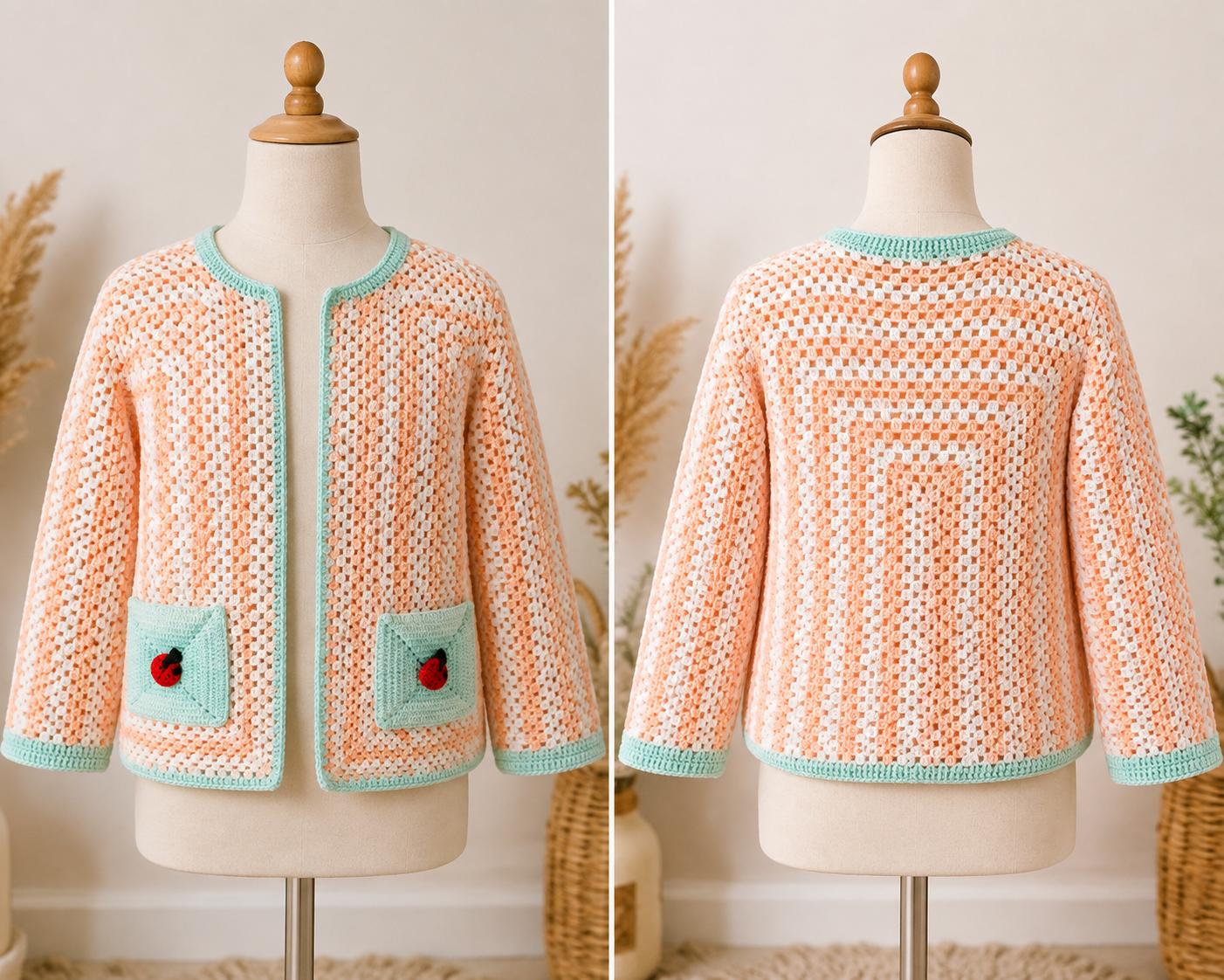 Cardigan – Peach & Mint Ayabombe Handmade Crochet