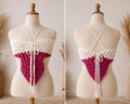 Halter Corset Top – White & Pink_Ayabombe Handmade Crochet