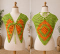 Handmade Crochet Sleeveless Tie-Front Top – Green & Orange