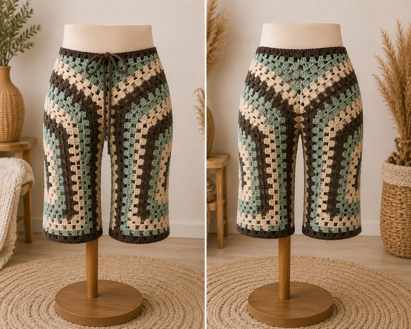 High-Waisted Shorts – Multicolor_Ayabombe Handmade Crochet