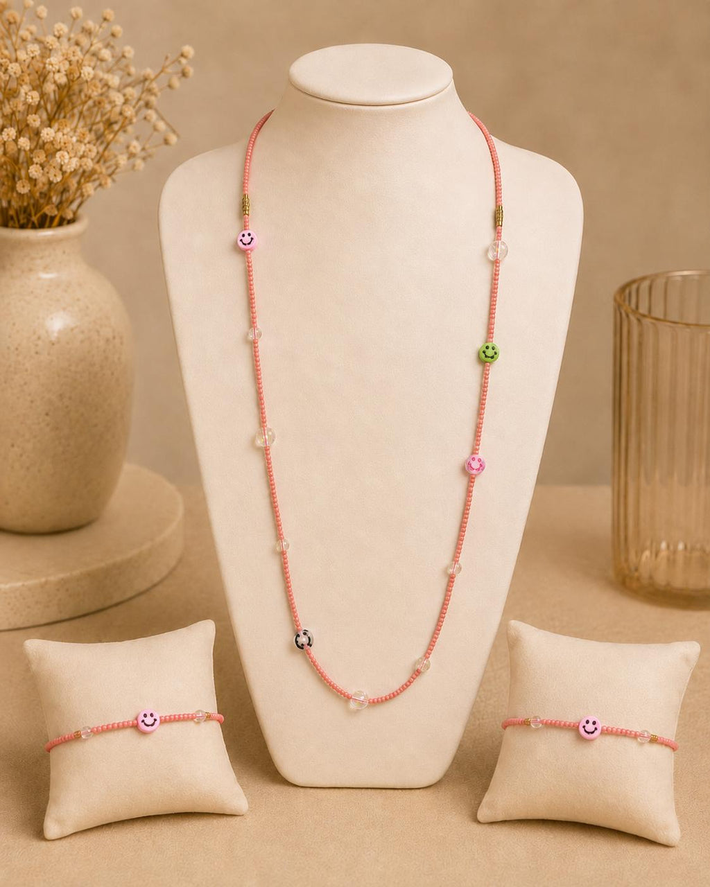 Delicate Beaded Long Necklace_Ayabombe Handmade