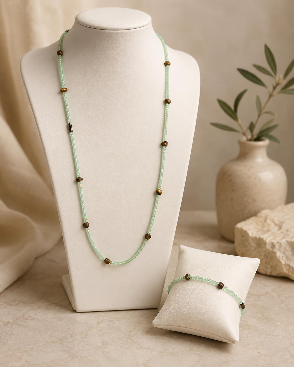 Delicate Beaded Long Necklace_Ayabombe Handmade